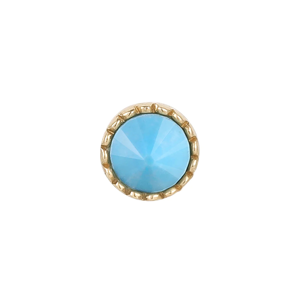 BUDDHA JEWELRY - ROUND BEZEL REVERSE SET - TURQUOISE - 14KT SOLID GOLD - THREADLESS END