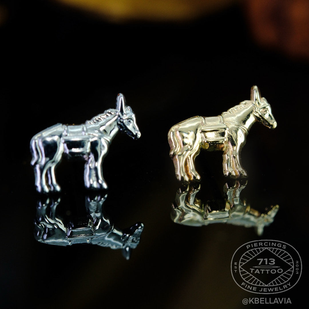 BODY GEMS- DONKEY - 14KT SOLID GOLD - THREADLESS END