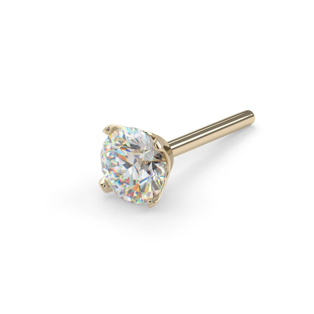 KIWI DIAMOND - LOW-PROFILE - PRONG-SET END - 14KT SOLID GOLD - THREADLESS