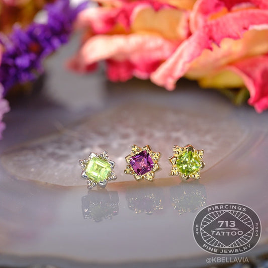 KIWI DIAMOND - RAE - (3MM) - 14KT SOLID GOLD - THREADLESS END