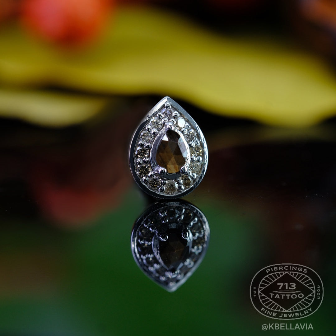 BVLA - TINY PEAR HALO - 14KT SOLID GOLD - THREADED END