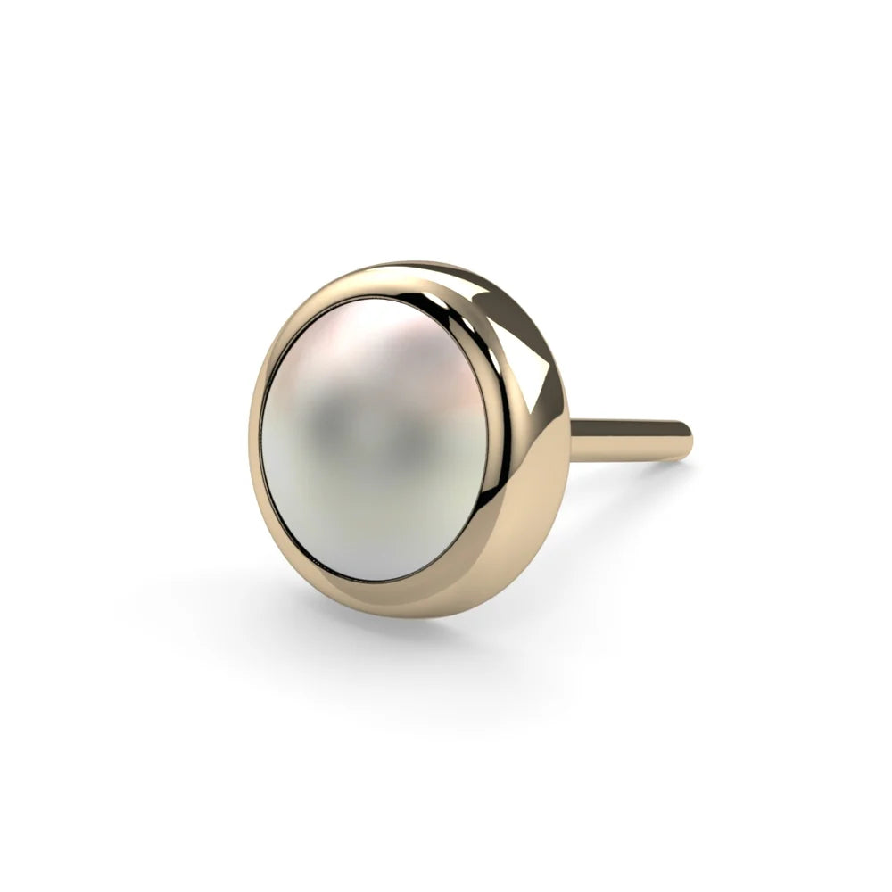 KIWI DIAMOND - CABOCHON BEZEL END (14G 2.5MM) - 14KT SOLID GOLD - THREADED END