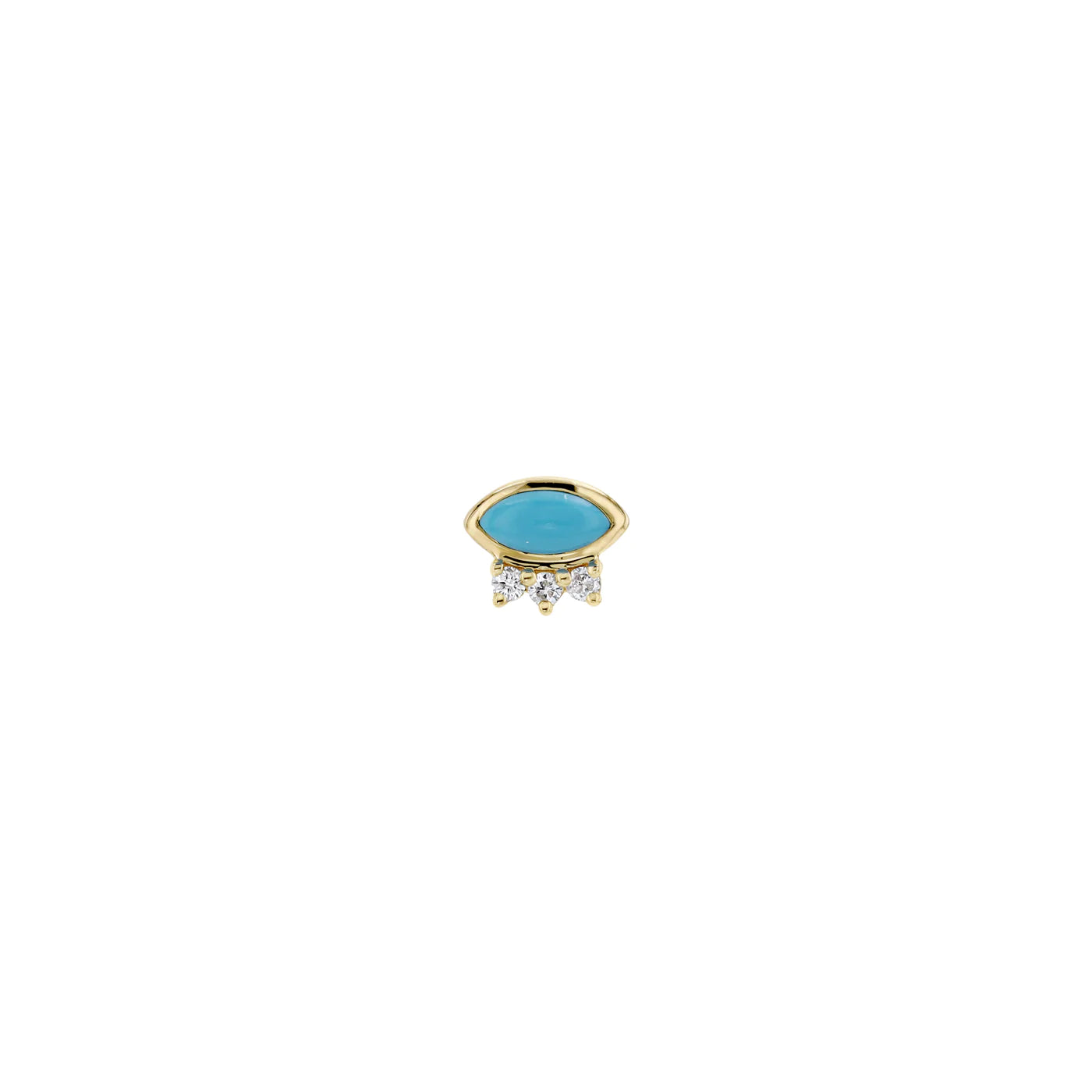 MODERN MOOD - LEIA WITH BEZEL SET MARQUISE TURQUOISE - 14KT SOLID GOLD - THREADLESS END