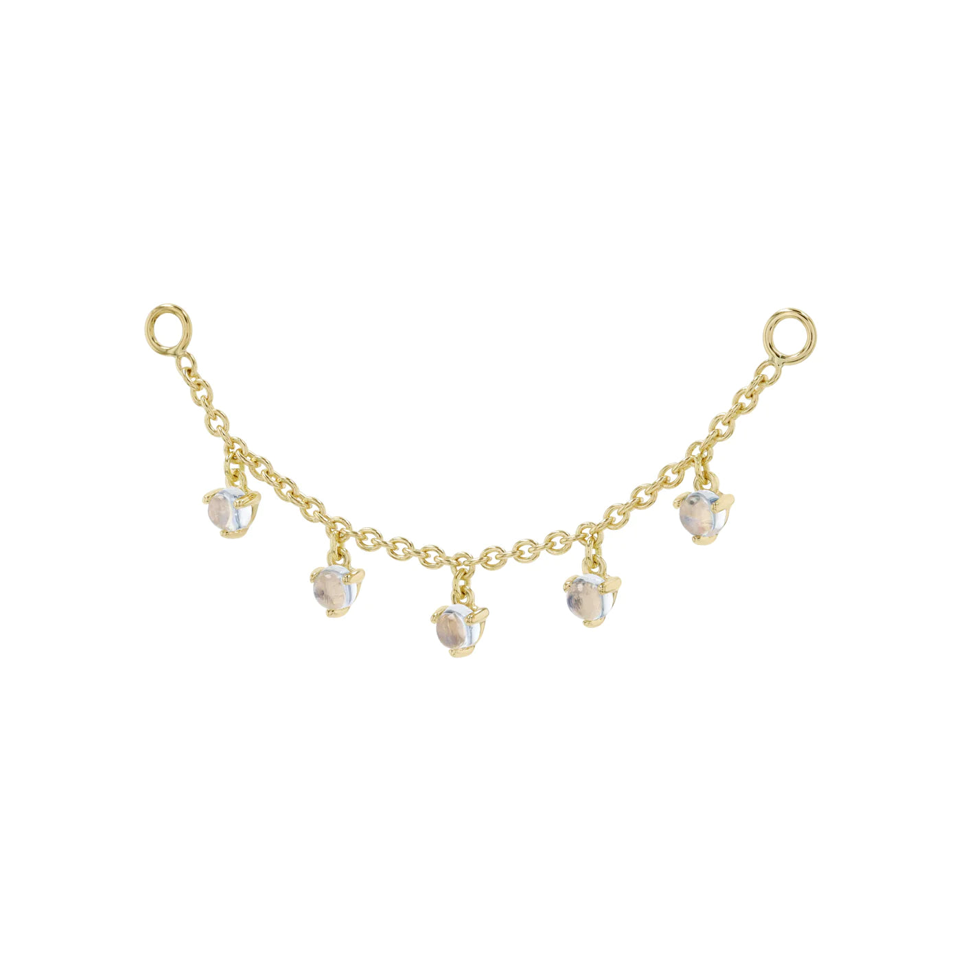 MODERN MOOD - CHAIN WITH DRIPPING CABOCHON GEMSTONE (5 GEM) - 14KT SOLID GOLD - CHAIN