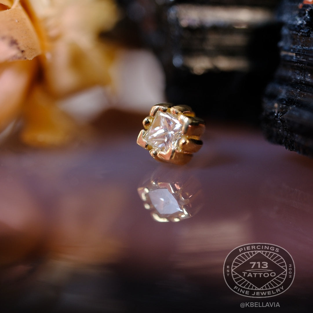 KIWI DIAMOND - RAE END (2MM) - 14KT SOLID GOLD - THREADLESS END