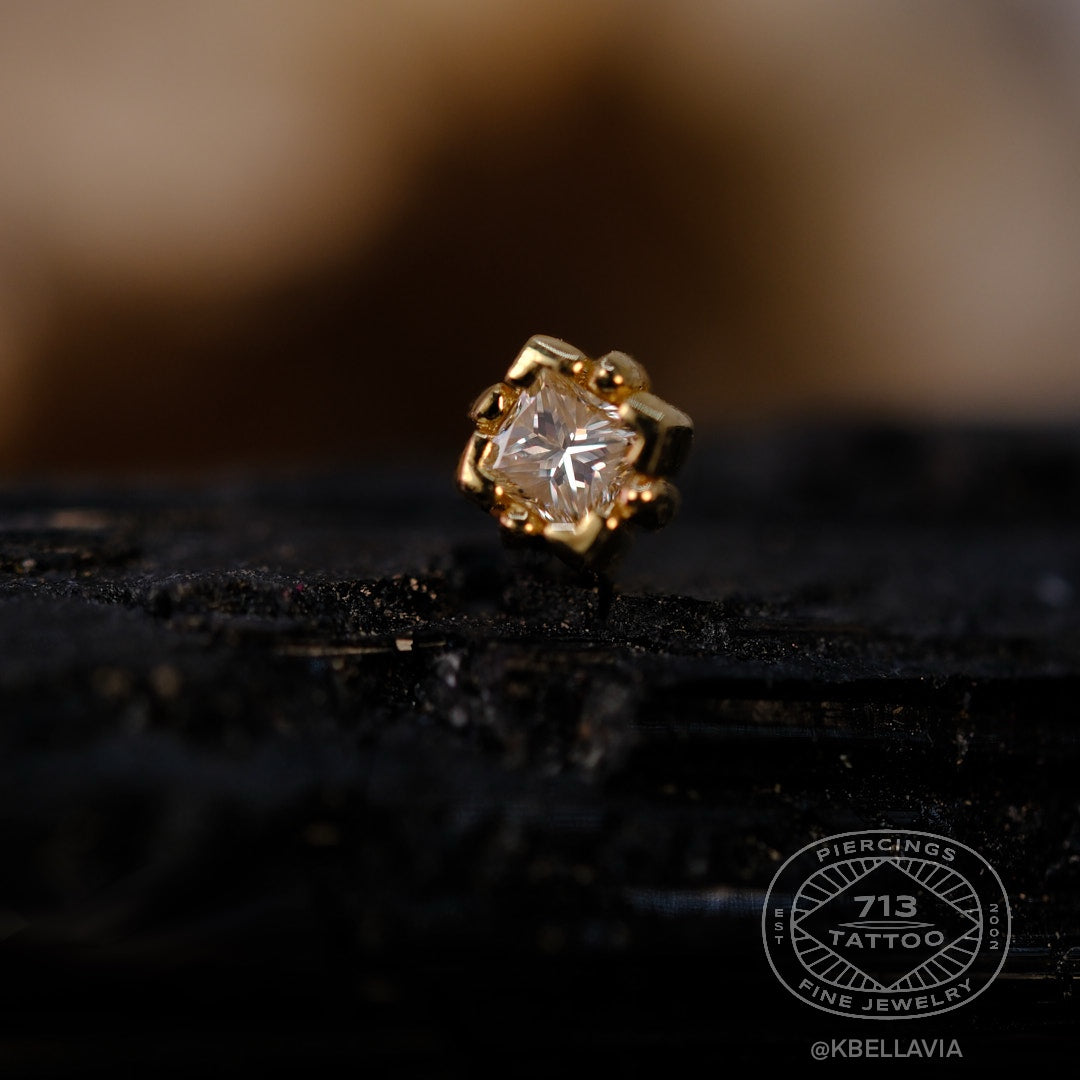 KIWI DIAMOND - RAE END (2MM) - 14KT SOLID GOLD - THREADLESS END