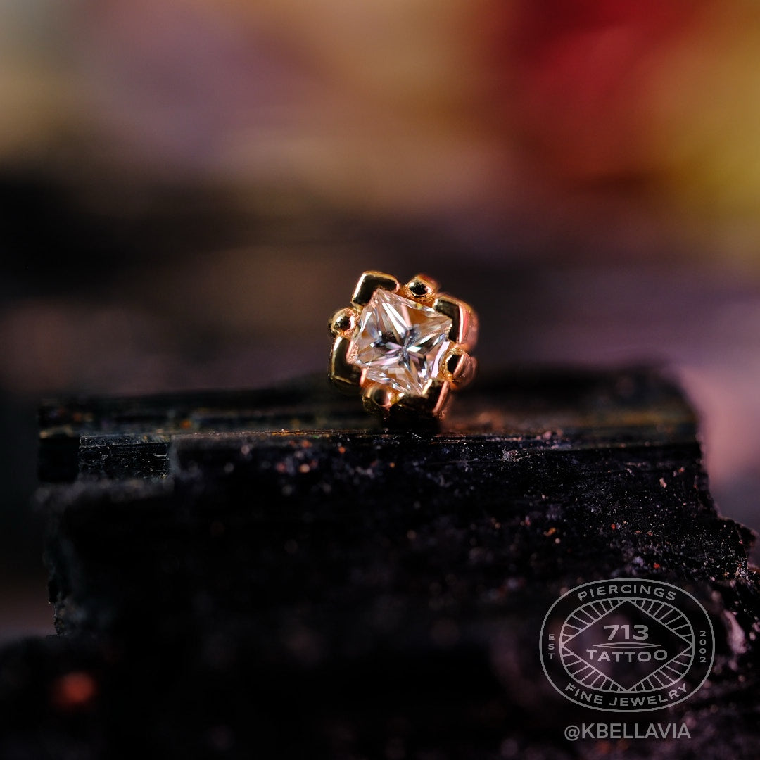 KIWI DIAMOND - RAE END (2MM) - 14KT SOLID GOLD - THREADLESS END