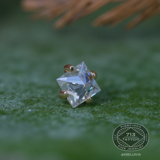 DIABLO ORGANICS - 3MM SINGLE MOISSANITE GEM PRONG - 14KT SOLID GOLD - THREADLESS END