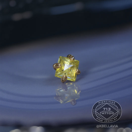 DIABLO ORGANICS - 3MM SINGLE PERIDOT GEM PRONG - 14KT SOLID GOLD - THREADLESS END