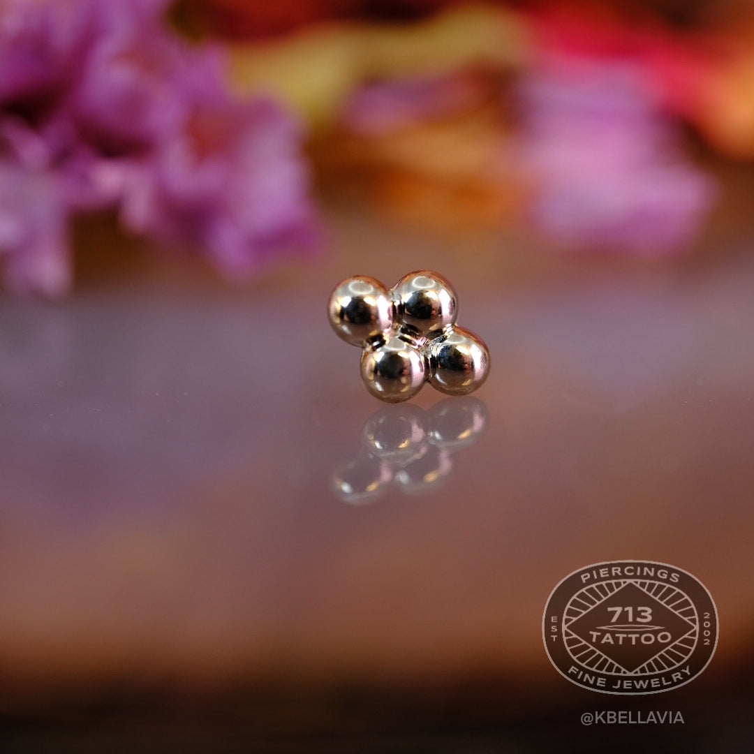 ANATOMETAL - QUAD BEAD CLUSTER 2MM - 18KT SOLID GOLD - THREADLESS END