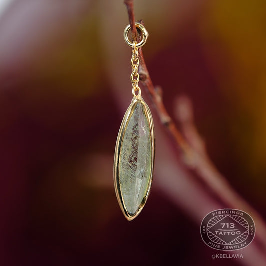 DIABLO ORGANICS - MARQUISE PERIDOT BEZEL CHARM - 14kt SOLID GOLD - CHARM