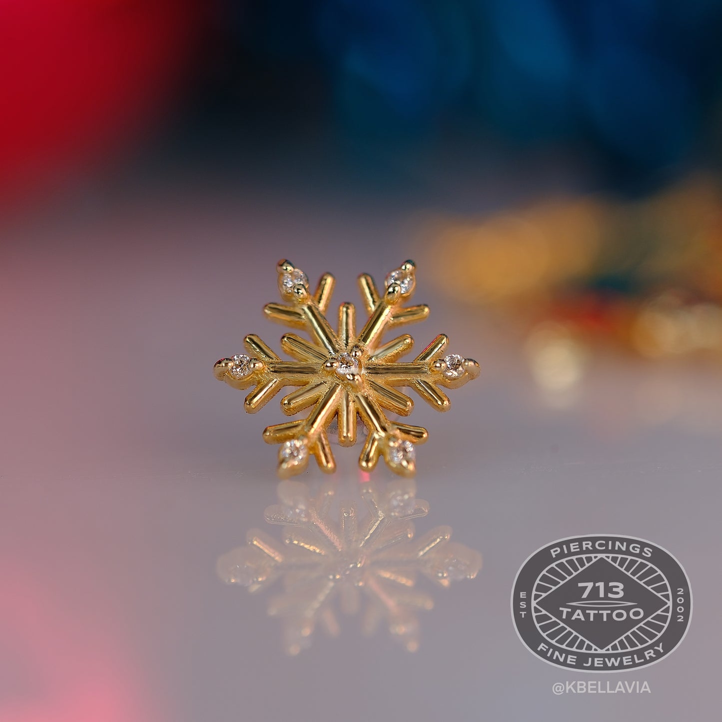 KIWI DIAMOND - SNOWFLAKE - 14KT SOLID GOLD - THREADed END