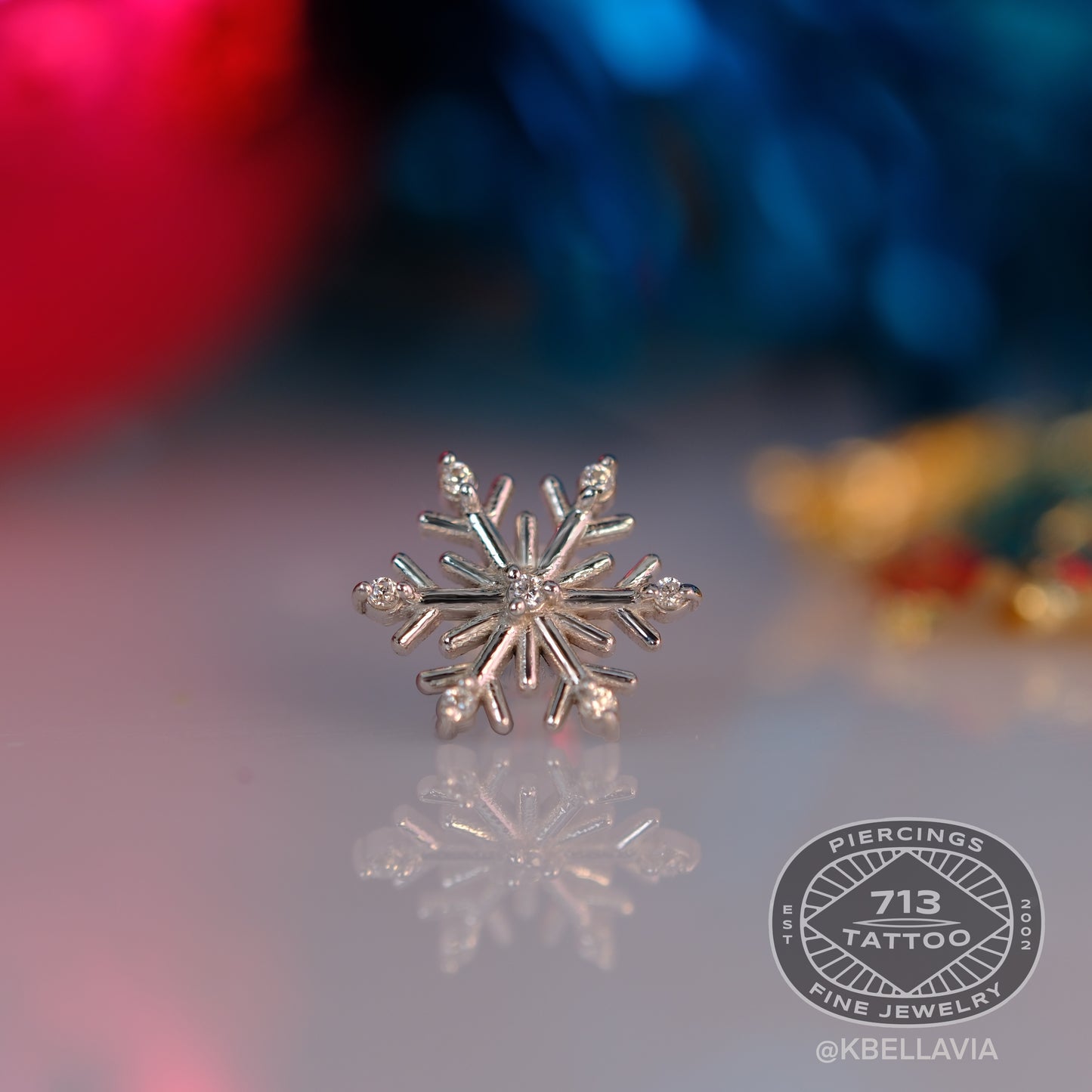 KIWI DIAMOND - SNOWFLAKE - 14KT SOLID GOLD - THREADed END