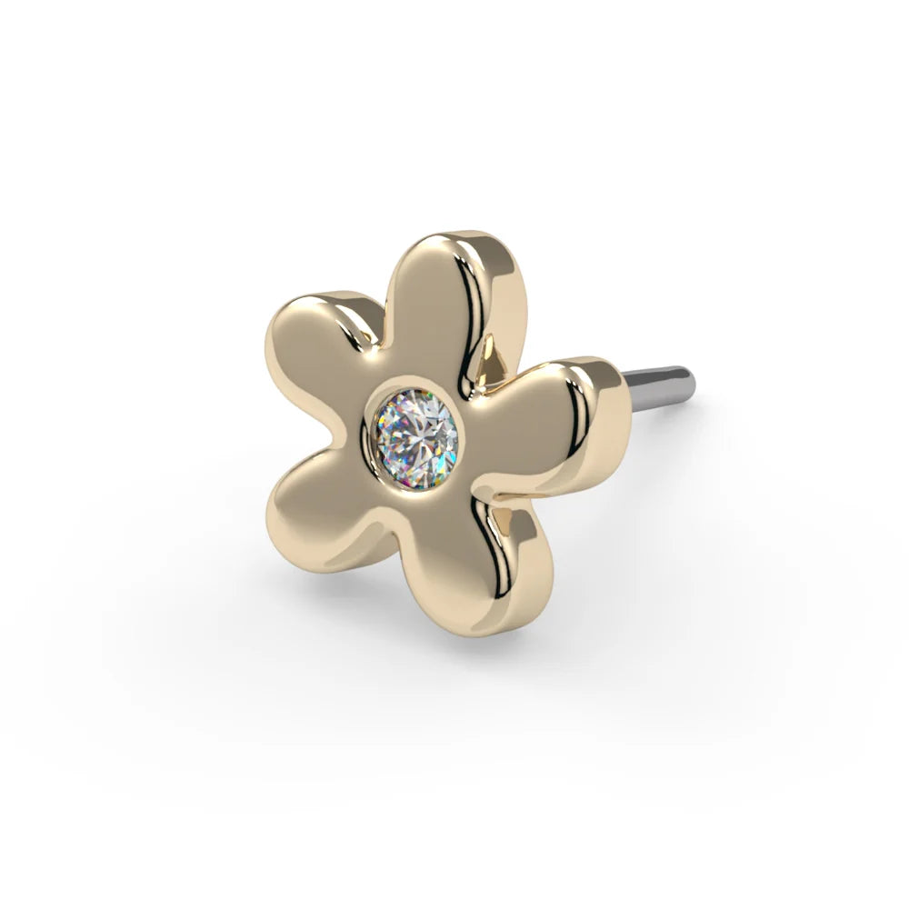 KIWI DIAMOND - DAISY - 14KT SOLID GOLD - THREADLESS END