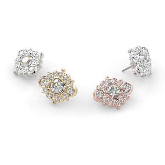 KIWI DIAMOND - CHARLOTTE - 14KT SOLID GOLD - 16G THREADED END