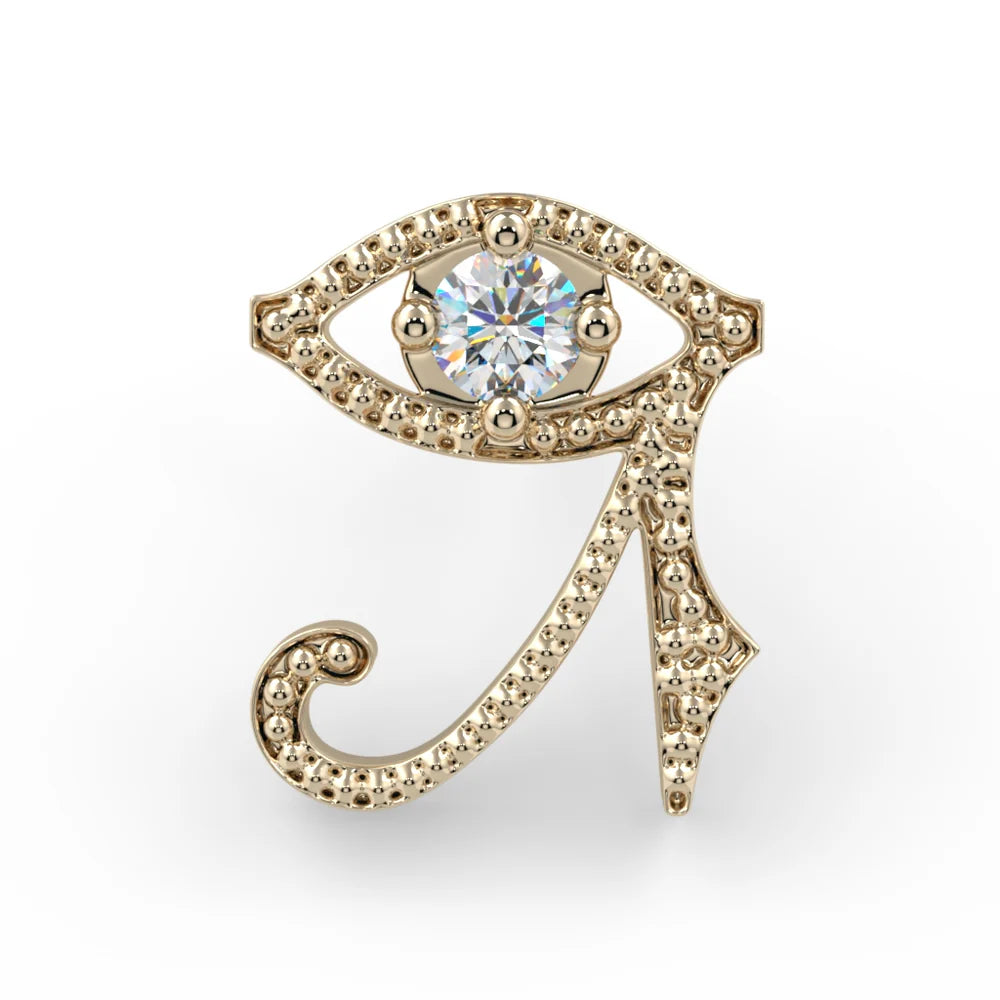 KIWI DIAMOND JEWELRY - EYE OF HORUS - 14KT SOLID GOLD - THREADED END