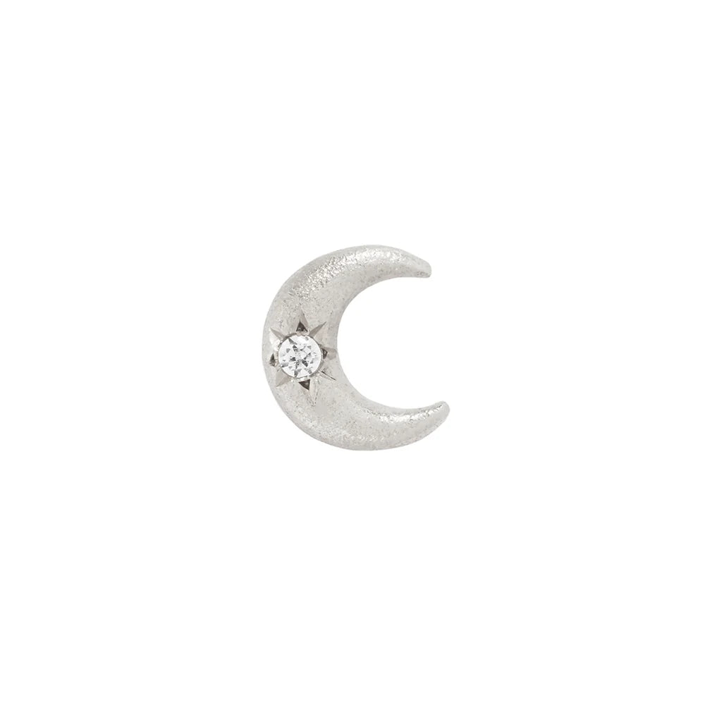 BUDDHA JEWELRY - MOONSHINE - CZ - SATIN FINISH - 14KT SOLID GOLD - THREADLESS END