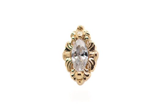 AuAdore - Honor (Stone Size 3mm x 1.5mm) - 14kt Solid Gold