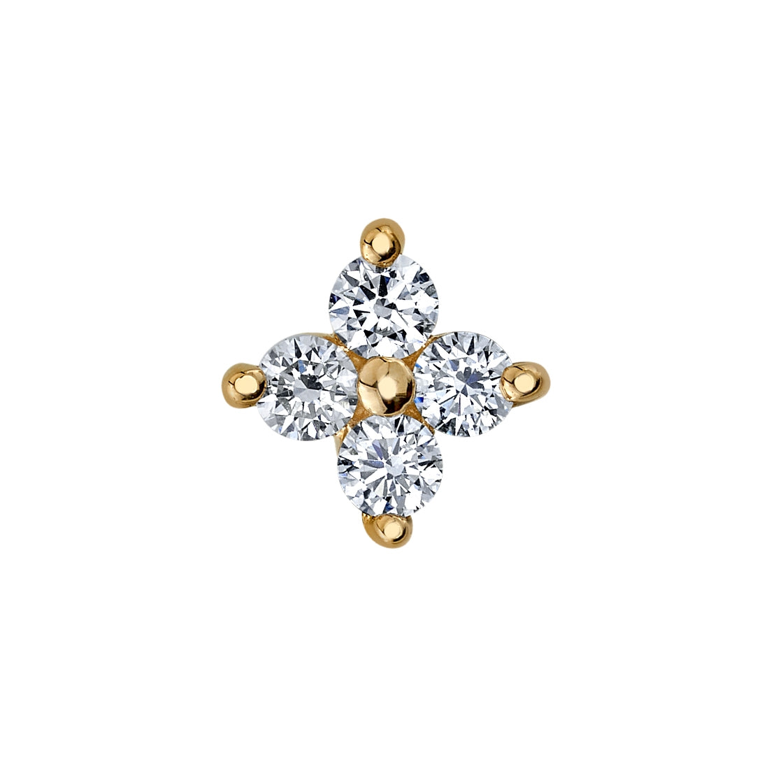 BVLA - QUAD PRONG 5MM - 14KT SOLID GOLD - THREADLESS END