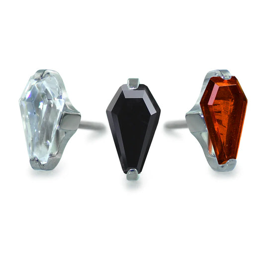 NEOMETAL - COFFIN CUT PRONG SET GEM - TITANIUM - THREADLESS END