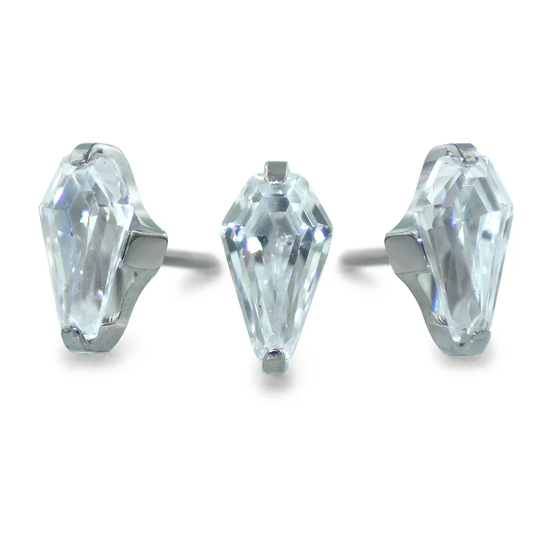 NEOMETAL - COFFIN CUT PRONG SET GEM - TITANIUM - THREADLESS END