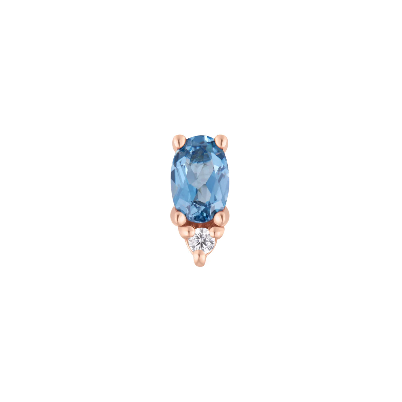 BUDDHA JEWELRY - DESDEN - LONDON BLUE TOPAZ + CZ - 14KT SOLID GOLD - THREADLESS END