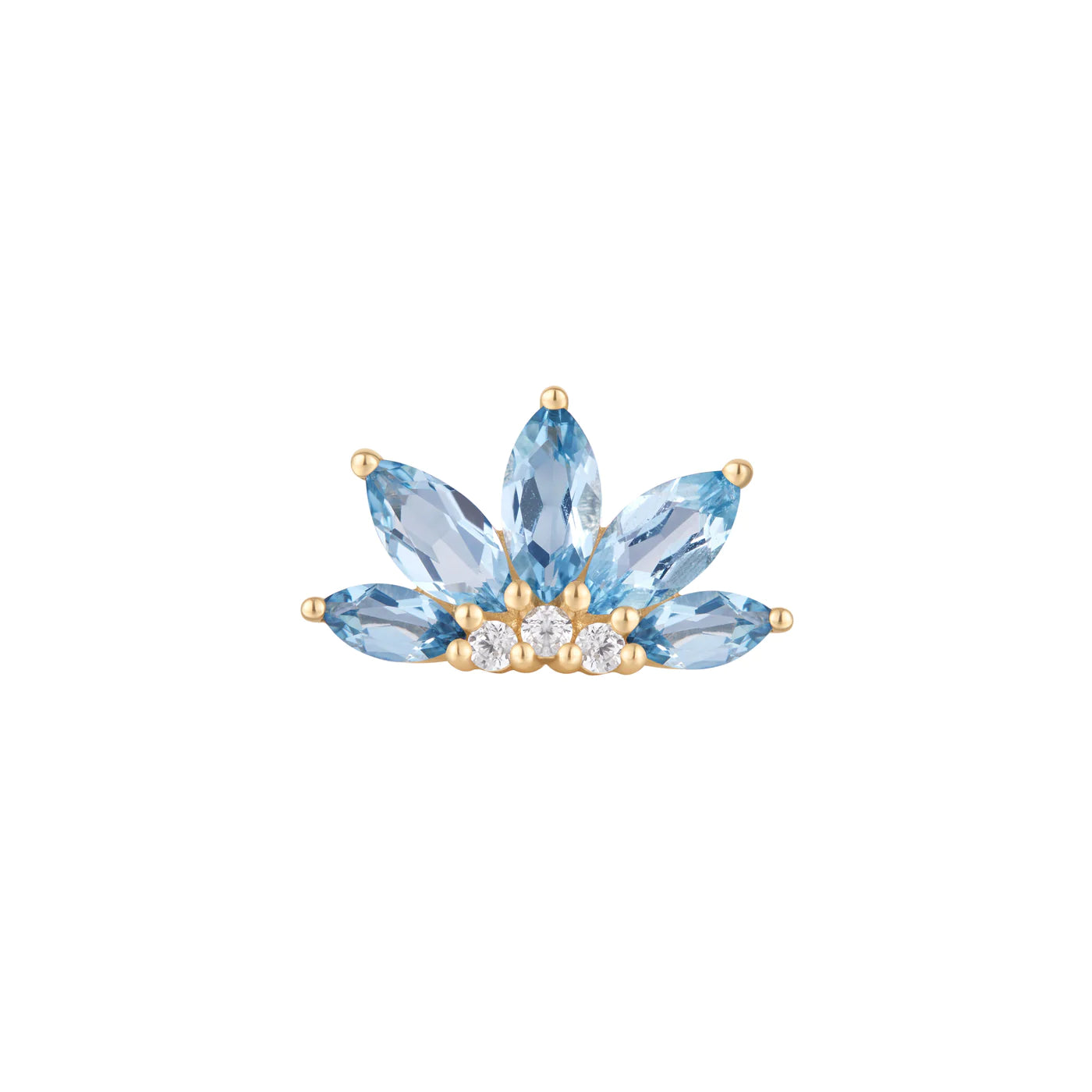 BUDDHA JEWELRY - VALENTINA - LONDON BLUE TOPAZ + CZ - 14KT SOLID GOLD - THREADLESS END