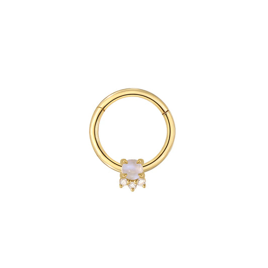 MODERN MOOD - LEIA CLICKER - MOONSTONE & DIAMOND - 14KT SOLID GOLD - CLICKER