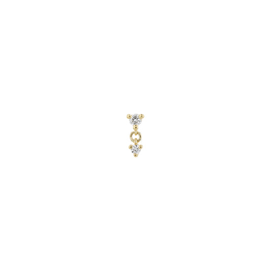 MODERN MOOD - CASCADE 2 (TWO SIZES, MULTIPLE GEM OPTIONS) - 14KT SOLID GOLD - THREADLESS END