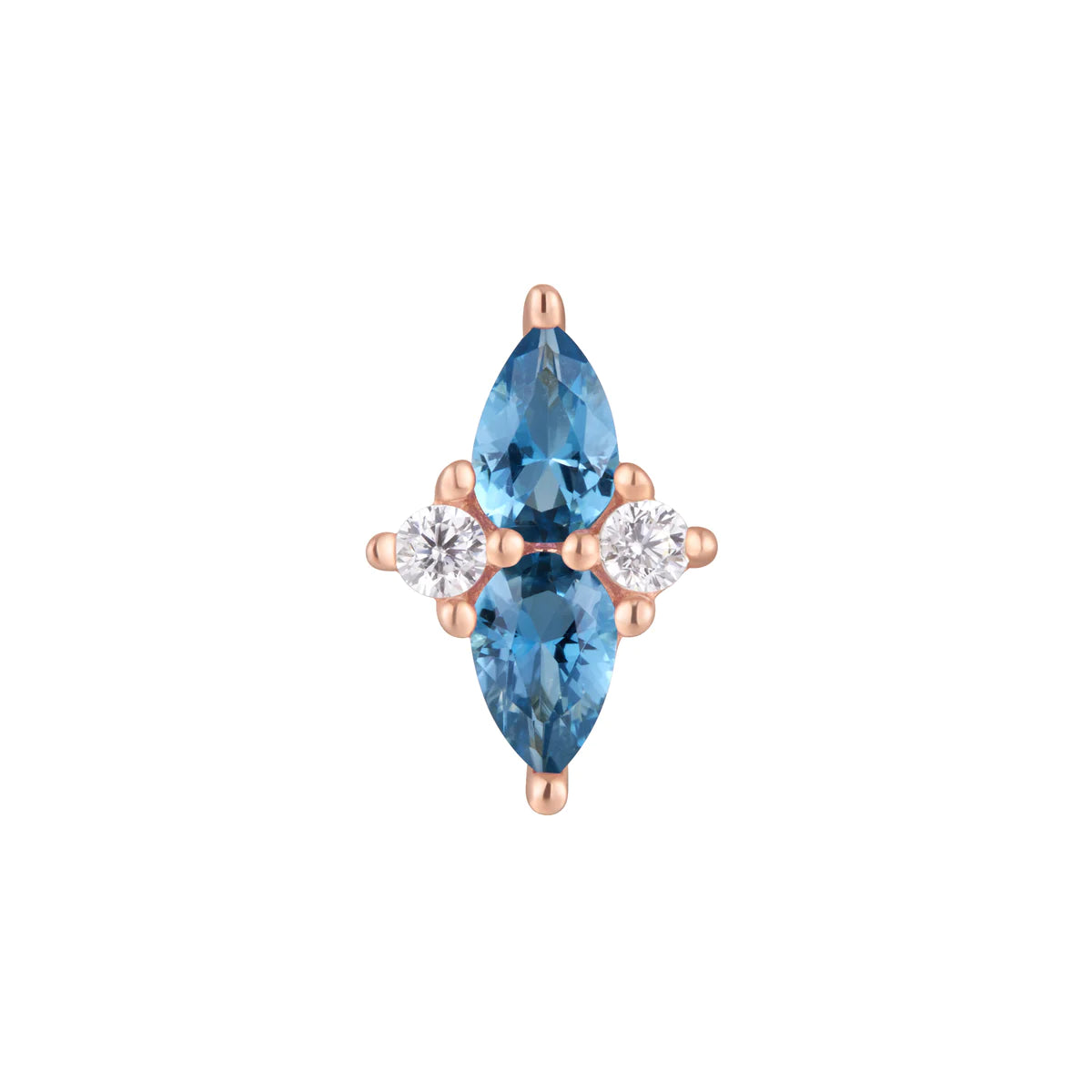 BUDDHA JEWELRY - ETHEREAL - LONDON BLUE TOPAZ + CZ - 14KT SOLID GOLD - THREADLESS END