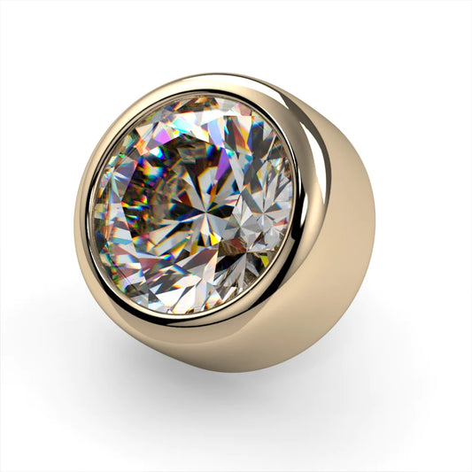 KIWI DIAMOND - BEZEL FACETED GEM (Multiple Sizes) - 14KT SOLID GOLD - THREADLESS END