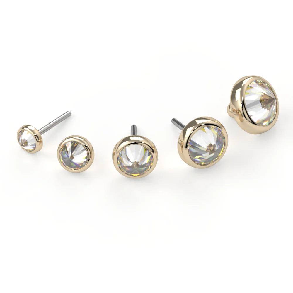 KIWI DIAMOND JEWELRY - REVERSE-SET BEZEL END (2MM -3MM) - 14KT SOLID GOLD - THREADLESS END
