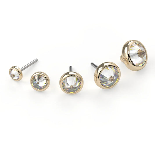 KIWI DIAMOND JEWELRY - REVERSE-SET BEZEL END (2MM -3MM) - 14KT SOLID GOLD - THREADLESS END