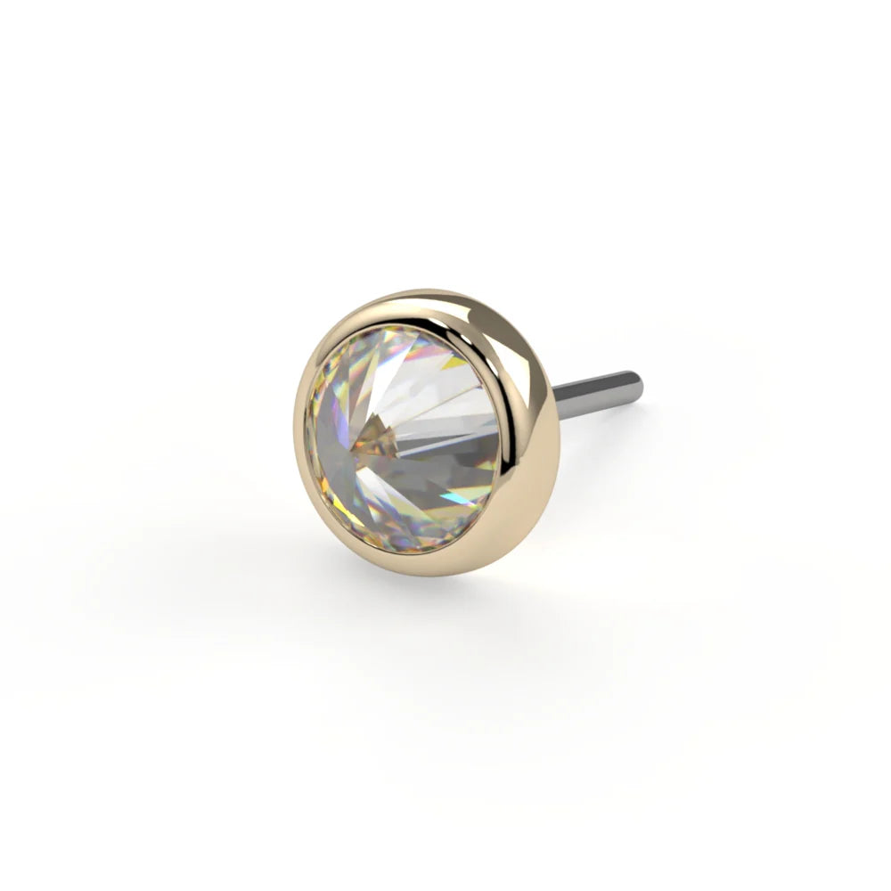 KIWI DIAMOND JEWELRY - REVERSE-SET BEZEL END (2MM -3MM) - 14KT SOLID GOLD - THREADLESS END