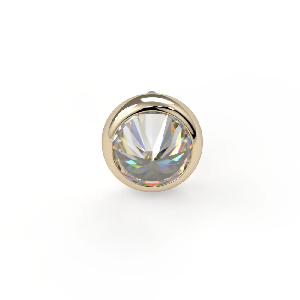 KIWI DIAMOND JEWELRY - REVERSE-SET BEZEL END (2MM -3MM) - 14KT SOLID GOLD - THREADLESS END