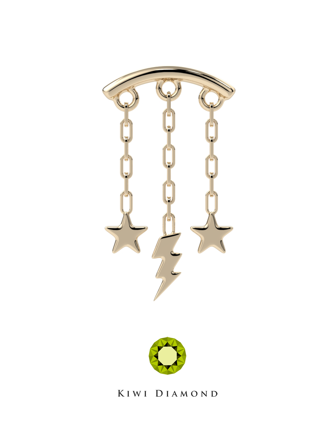 KIWI DIAMOND - TEMPEST HIDDEN HELIX - 14KT SOLID GOLD - THREADLESS END