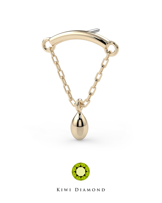 KIWI DIAMOND - AURELIA HIDDEN HELIX - 14KT SOLID GOLD - THREADLESS END