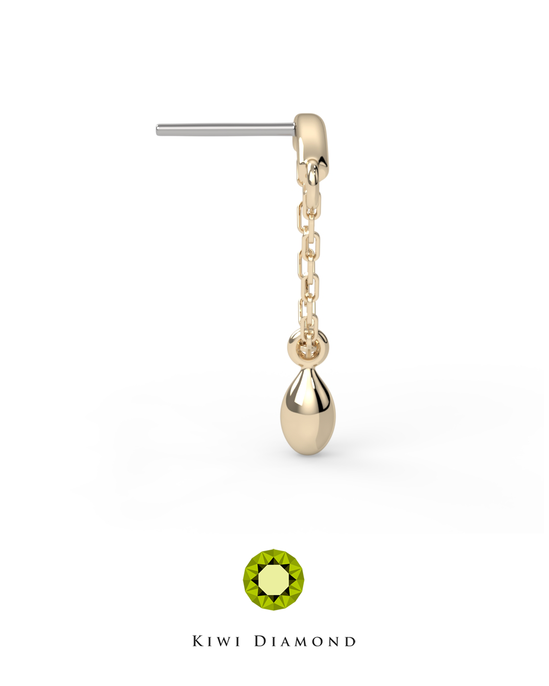 KIWI DIAMOND - AURELIA HIDDEN HELIX - 14KT SOLID GOLD - THREADLESS END