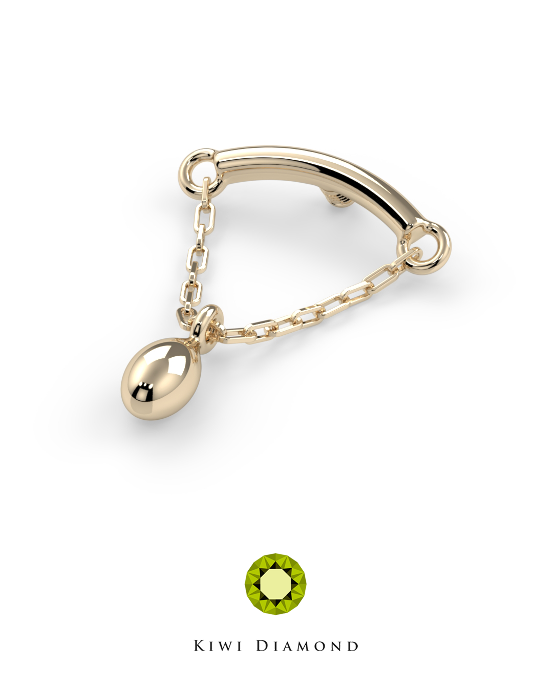 KIWI DIAMOND - AURELIA HIDDEN HELIX - 14KT SOLID GOLD - THREADLESS END