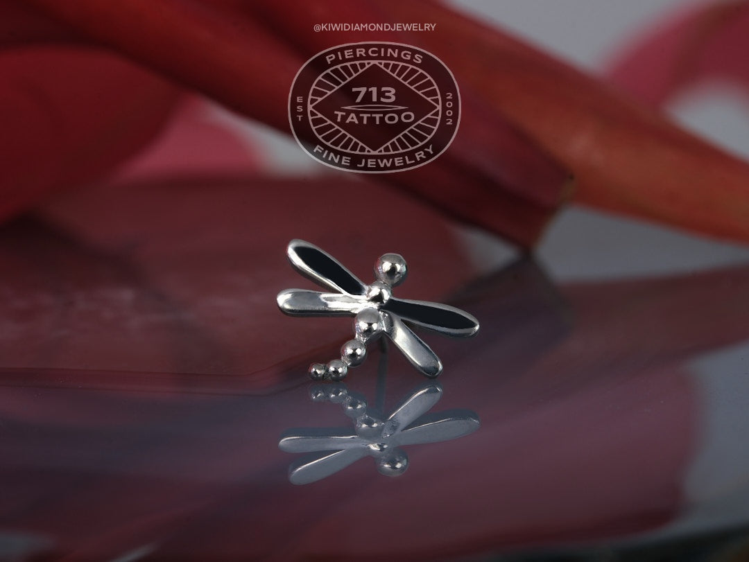 KIWI DIAMOND - DRAGONFLY - 14KT SOLID GOLD - THREADLESS END