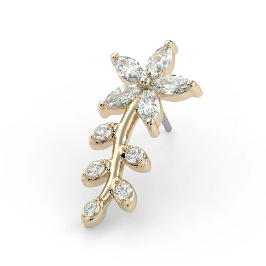 KIWI DIAMOND - FLEUR DE MARQUISE - 14KT SOLID GOLD - THREADED END