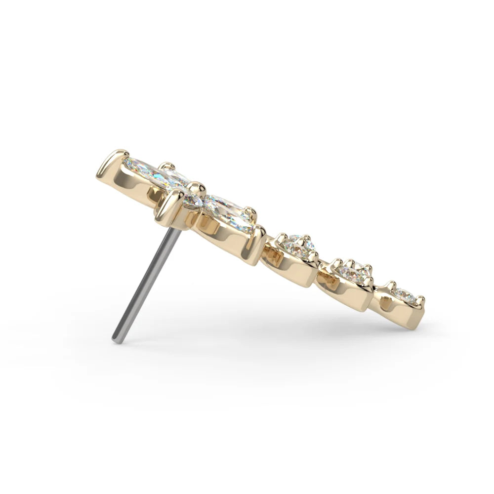KIWI DIAMOND - FLEUR DE MARQUISE - 14KT SOLID GOLD - THREADED END