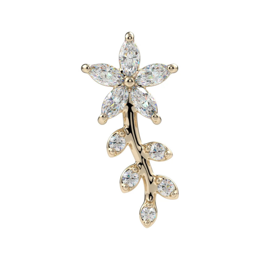 KIWI DIAMOND - FLEUR DE MARQUISE - 14KT SOLID GOLD - THREADED END