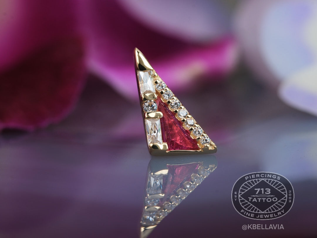 BUDDHA JEWELRY - TRANSMISSION - PINK TOURMALINE - 14KT SOLID GOLD - THREADLESS END