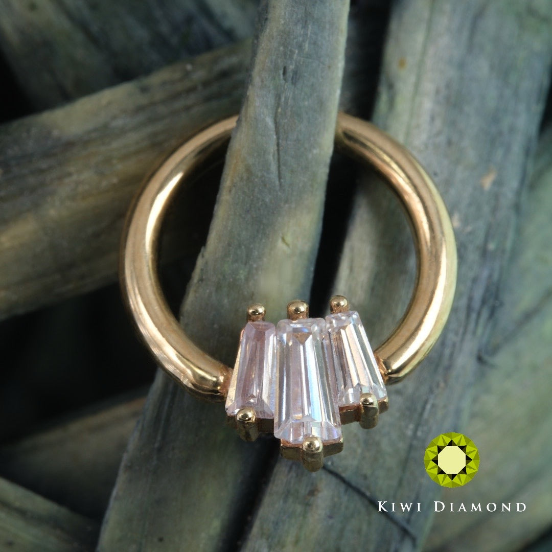 KIWI DIAMOND - KAYA -16G - 14KT SOLID GOLD - SEAM RING