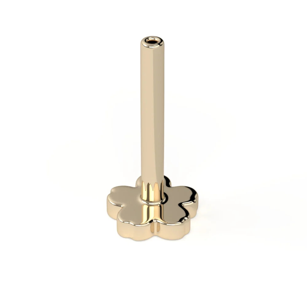 KIWI DIAMOND - CHERRY BLOSSOM FLATBACK 16G- 14KT SOLID GOLD - THREADLESS POST