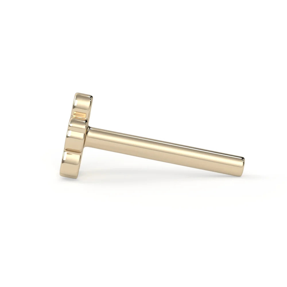 KIWI DIAMOND - CHERRY BLOSSOM FLATBACK 16G- 14KT SOLID GOLD - THREADLESS POST