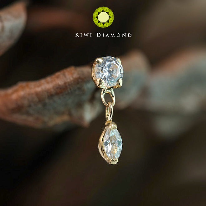 KIWI DIAMOND - MARQUISE DANGLE END (2mm) - 14KT SOLID GOLD - THREADLESS END
