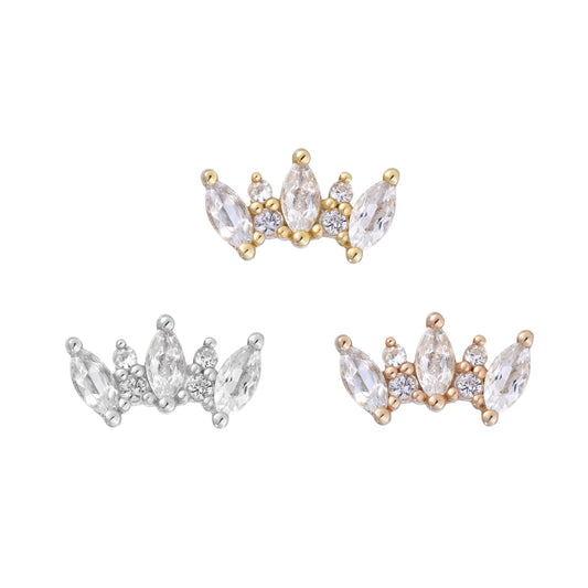 BUDDHA JEWELRY - ALICE - WHITE SAPPHIRE - 14KT SOLID GOLD - THREADLESS END