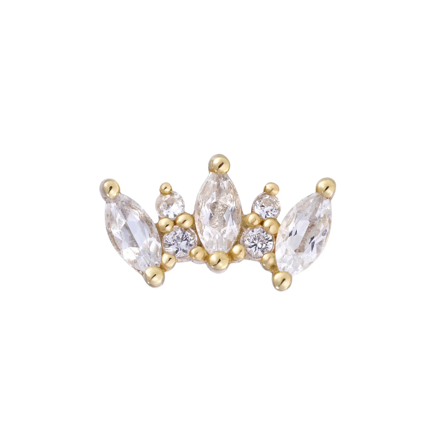 BUDDHA JEWELRY - ALICE - WHITE SAPPHIRE - 14KT SOLID GOLD - THREADLESS END